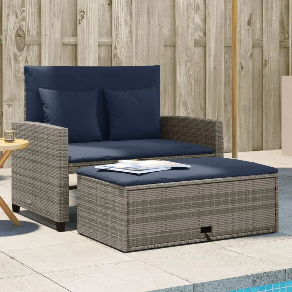 Outdoor Furniture Grey - Divano da giardino convertibile in rattan