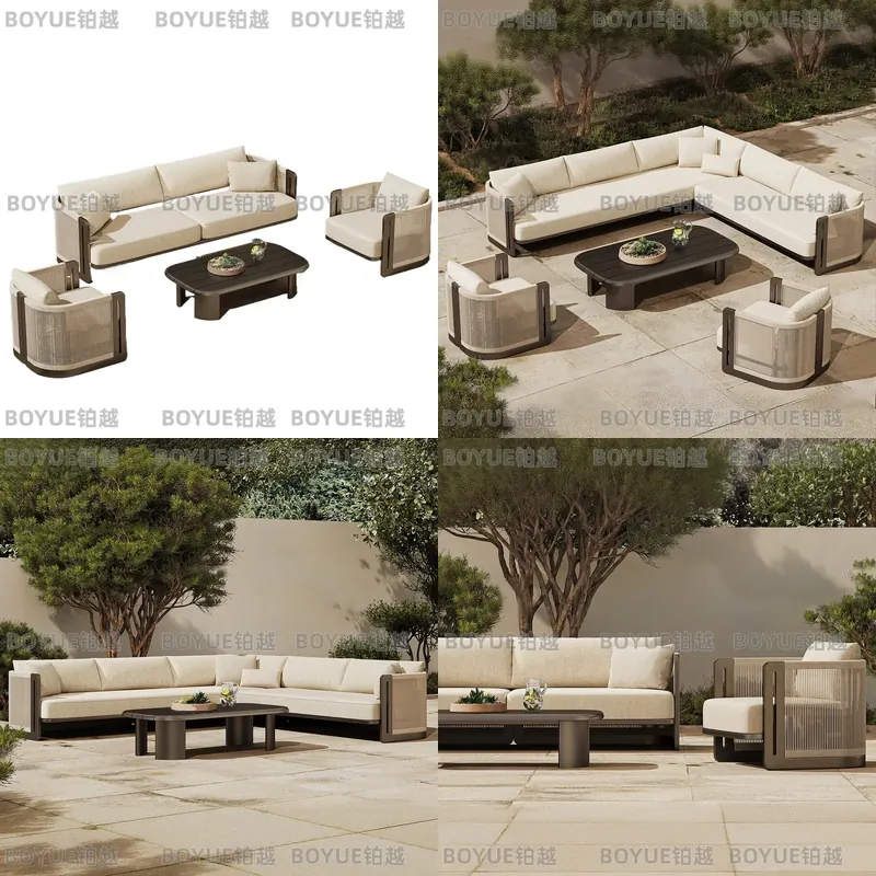 Outdoor Furniture Lounge Set - Set Divano in Rattan da Esterno,