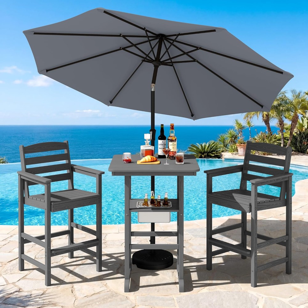 Outdoor Furniture Grey - Set di 4 Sedie da Bar
