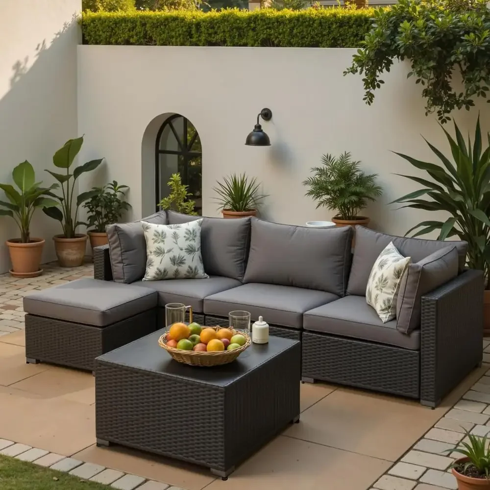 Outdoor Furniture Grey - Set di mobili da giardino componibili