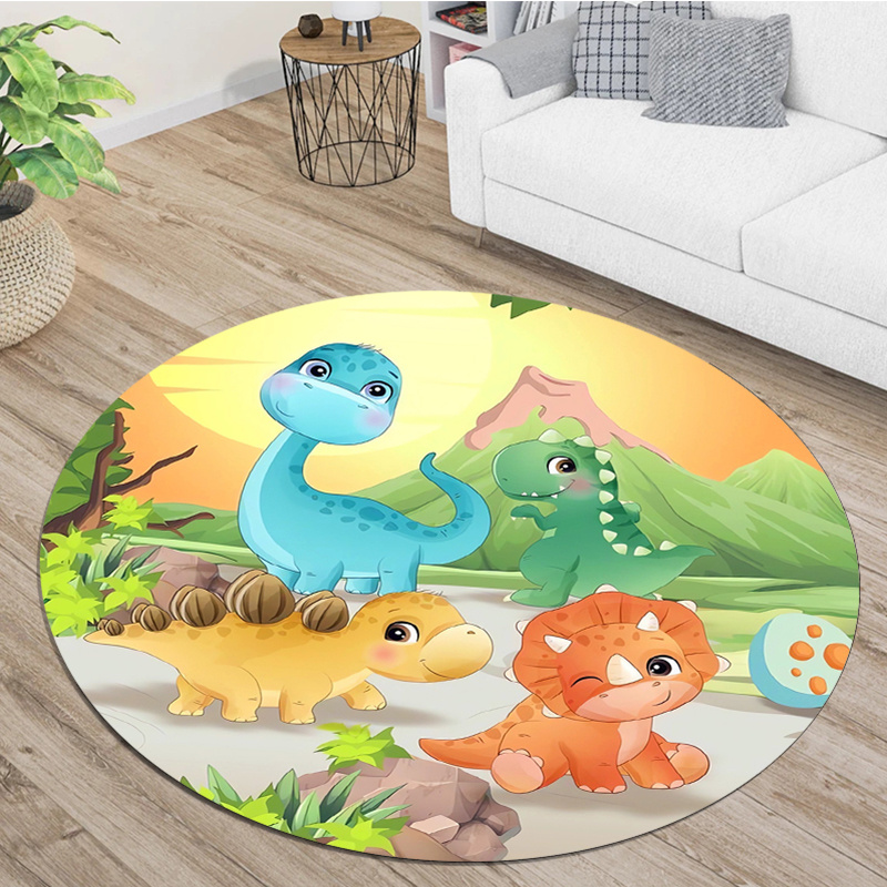 Outdoor Furniture Green - Tappeto rotondo con simpatico dinosauro dei