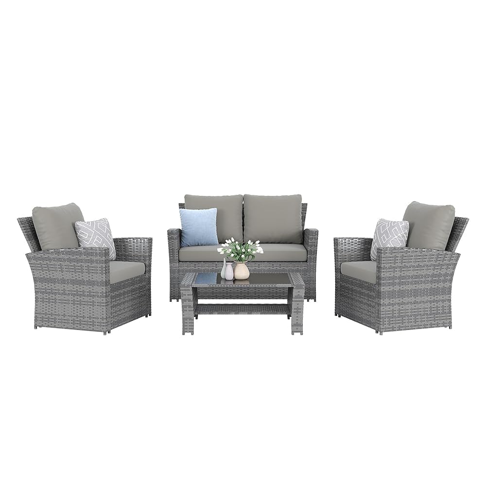 Outdoor Furniture Grey - Set Divano Sezionale da Esterno in