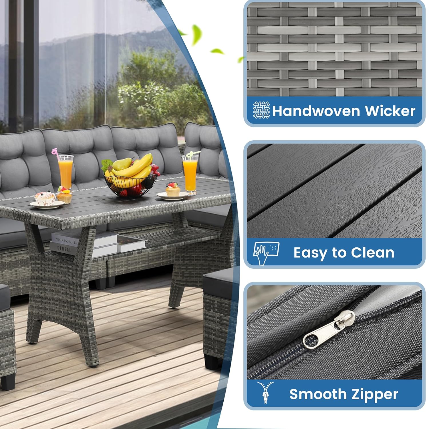 Set di mobili da giardino da 6 - Outdoor Furniture Grey recensione e prezzo