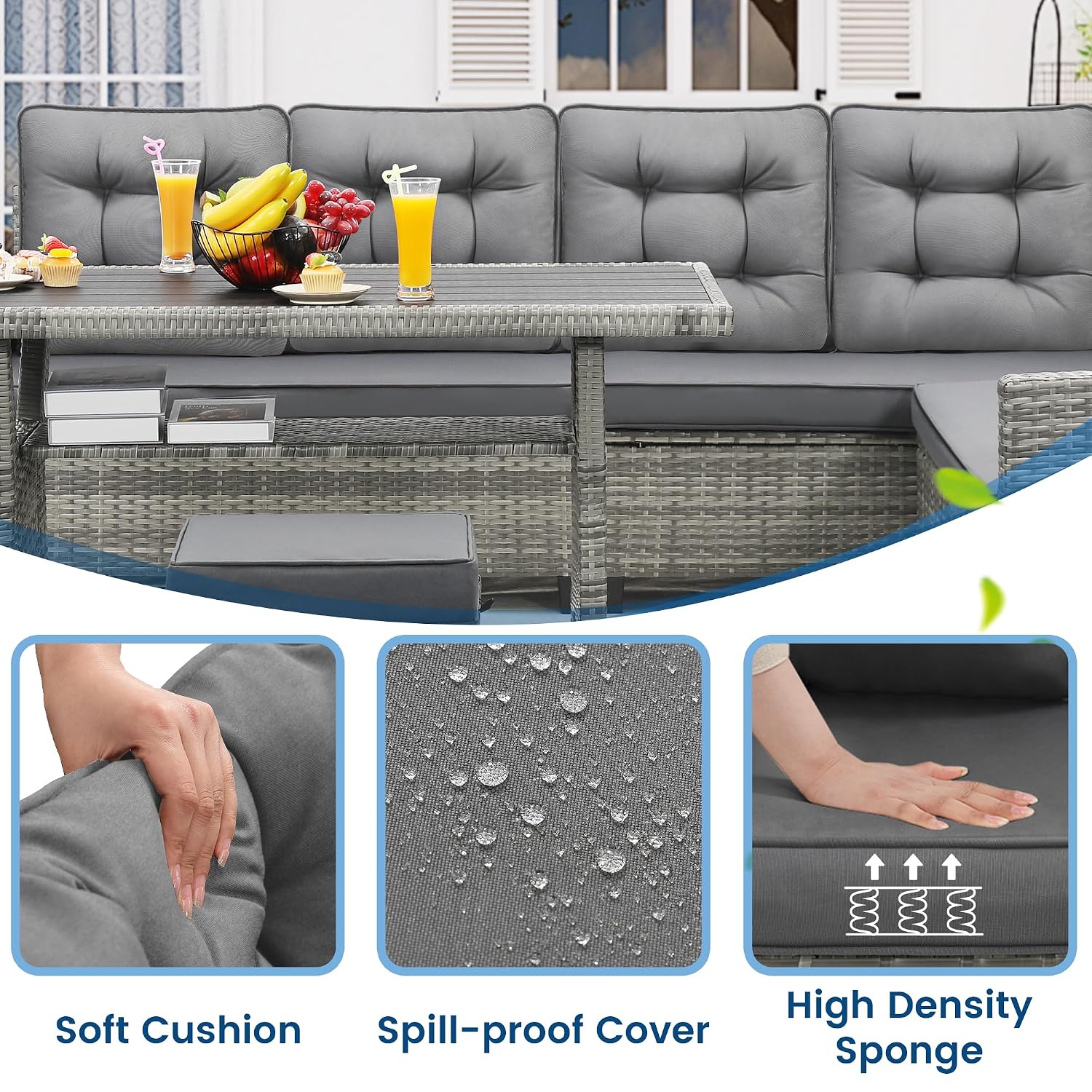 Set di mobili da giardino da 6 - Outdoor Furniture Grey recensione e prezzo