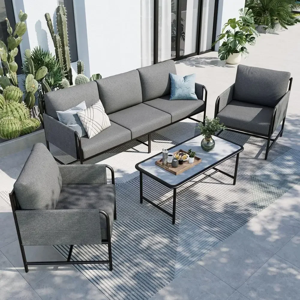 Set di mobili da giardino a 5  - Outdoor Furniture Grey recensione e prezzo