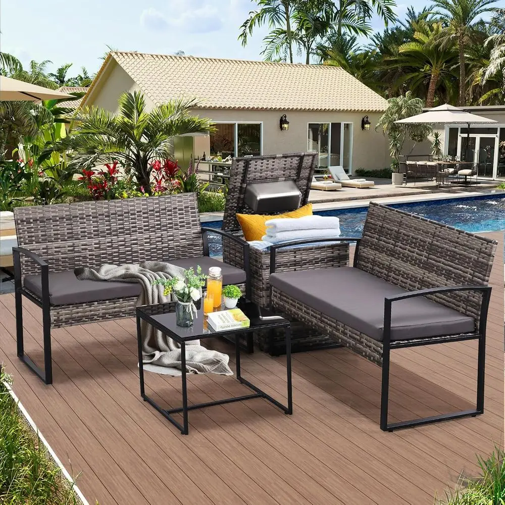 Set di mobili da giardino a 4  - Outdoor Furniture Grey recensione e prezzo
