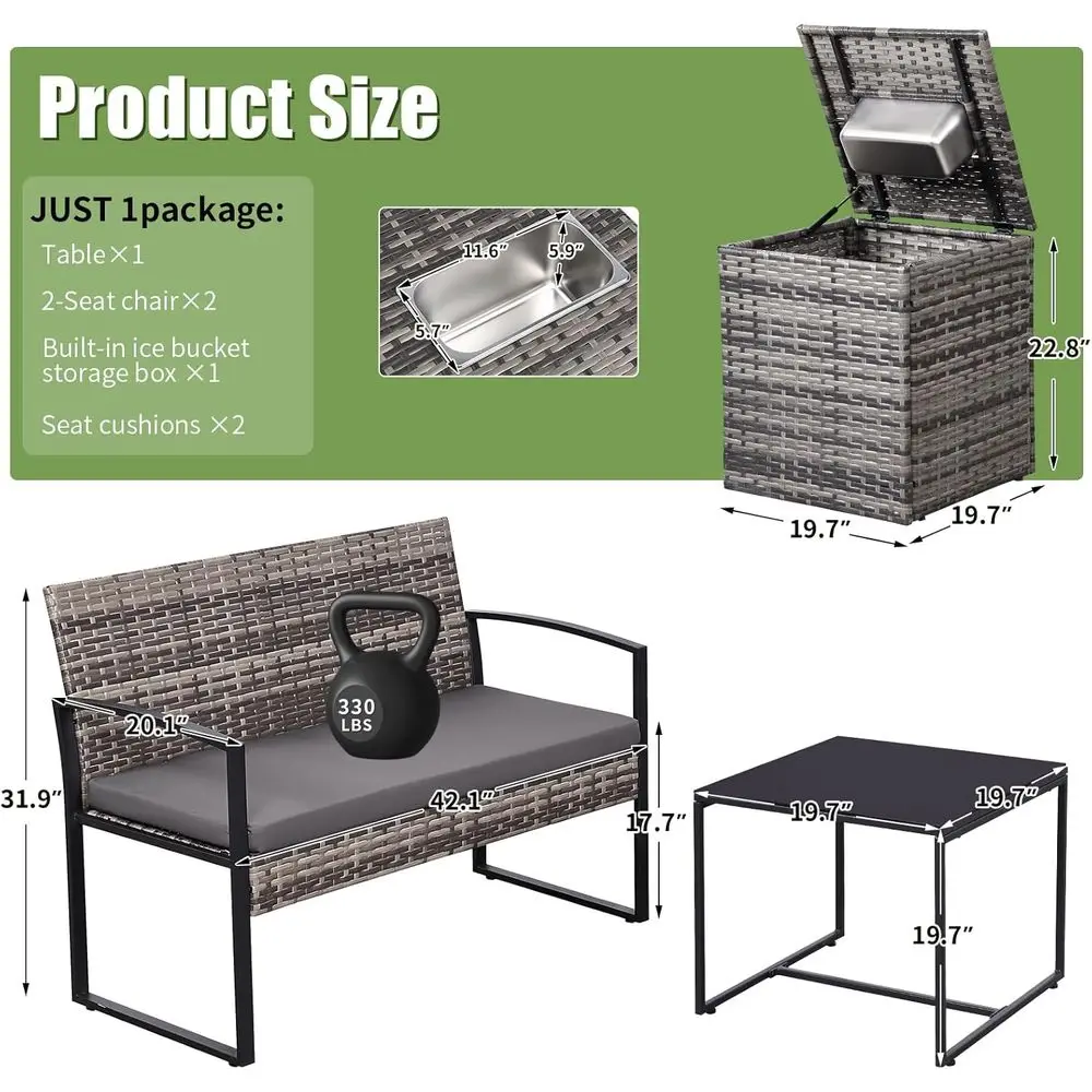 Set di mobili da giardino a 4  - Outdoor Furniture Grey recensione e prezzo