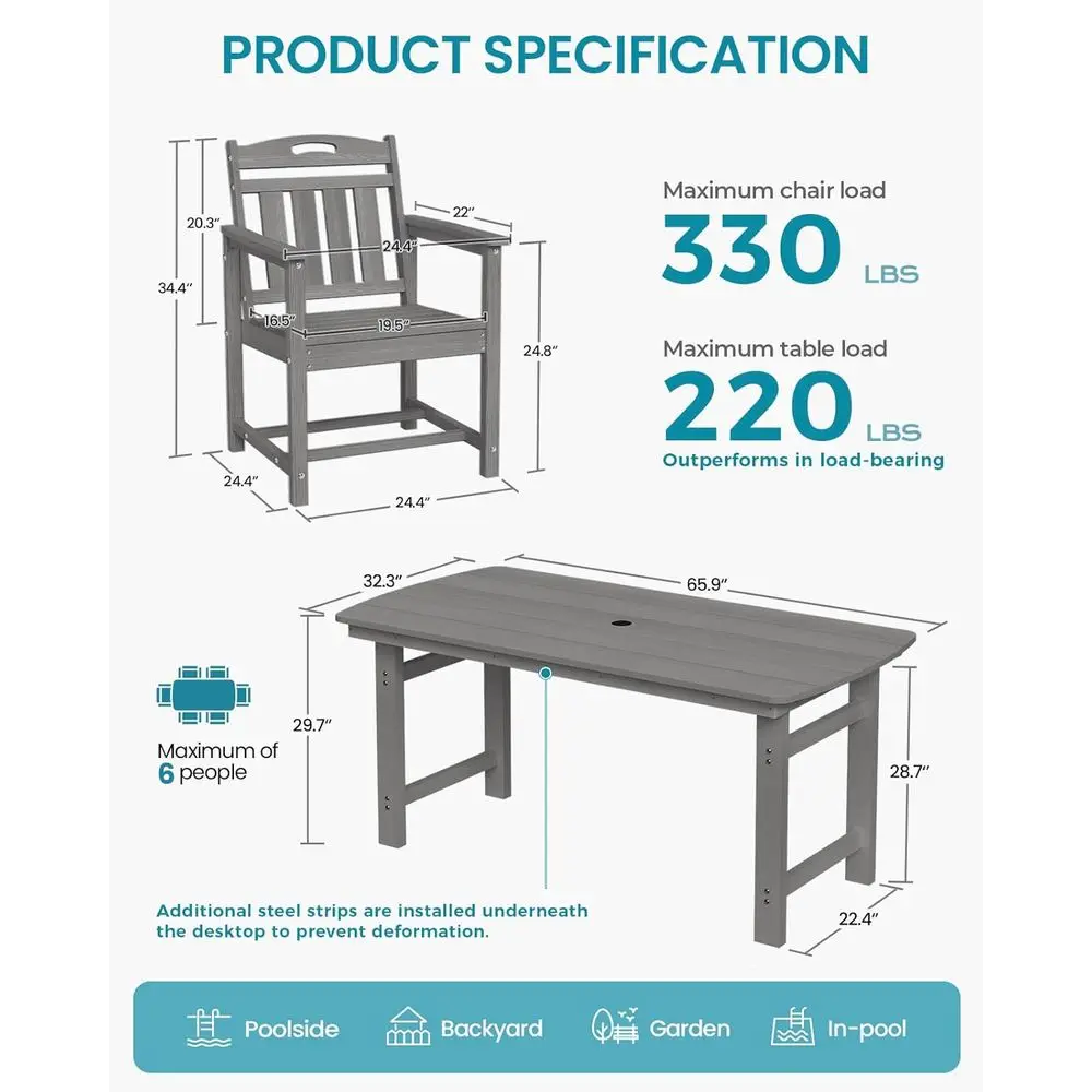 Set di 2 sedie da pranzo da pa - Outdoor Furniture Grey recensione e prezzo