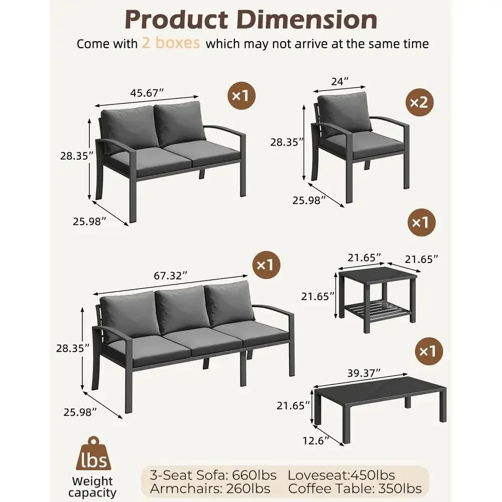 Set di mobili da giardino da 6 - Outdoor Furniture Grey recensione e prezzo
